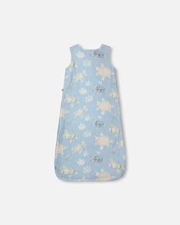 Cotton Jersey Muslin Sleep Sack Blue Turtle Print - H30ASB_3H061