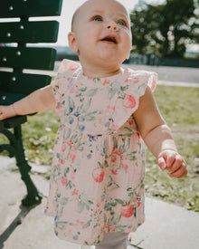 Cotton Muslin Tunic And Rib Jersey Leggings Set Pink Printed Berries And Lilac - H30B11_3H059