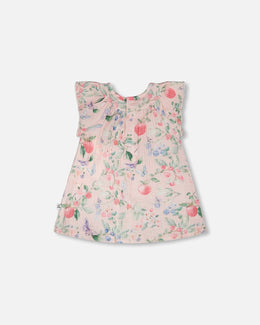 Cotton Muslin Dress And Bloomer Set Pink Printed Berries - H30B12_3H059