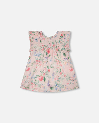 Cotton Muslin Dress And Bloomer Set Pink Printed Berries - H30B12_3H059