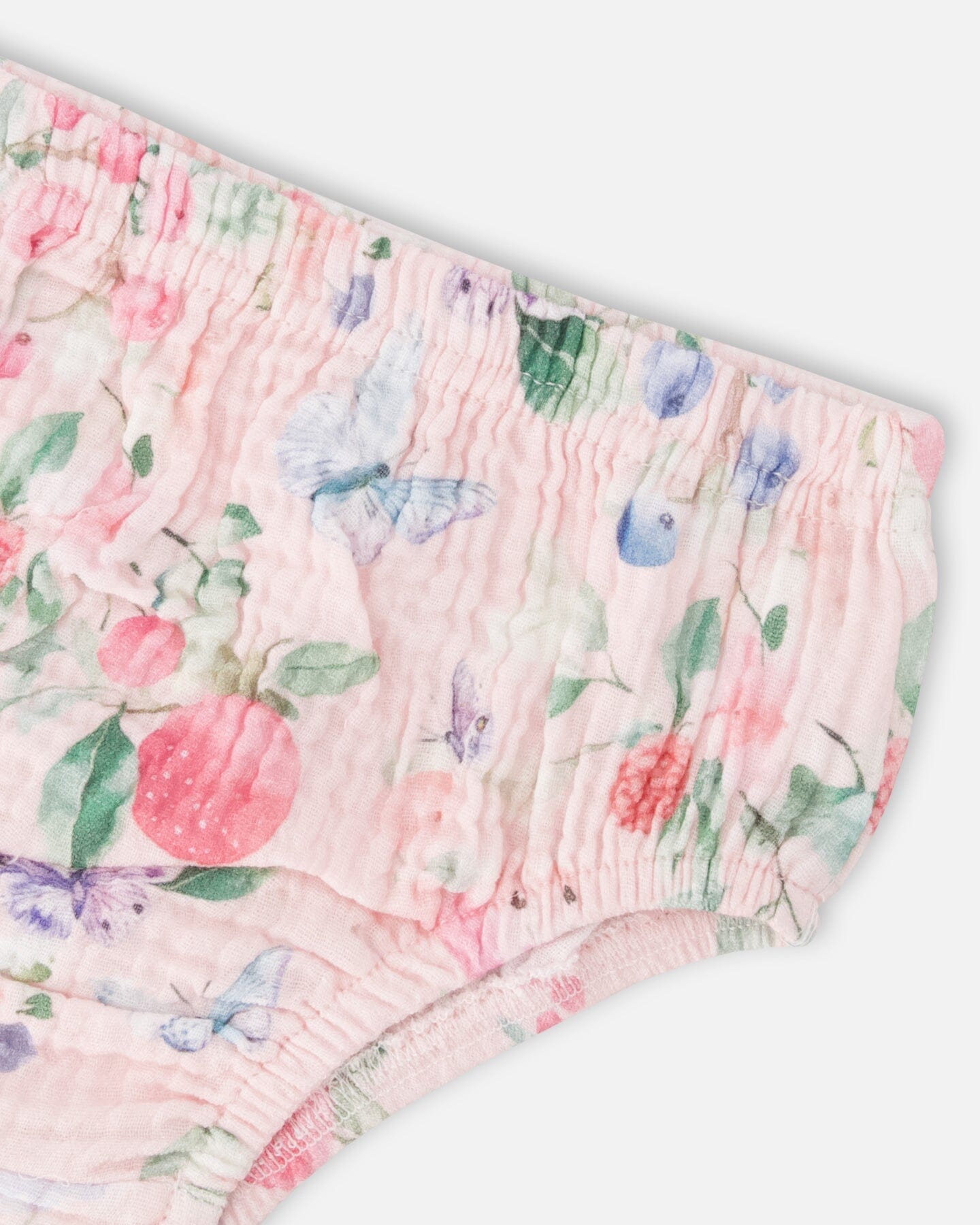 Cotton Muslin Dress And Bloomer Set Pink Printed Berries - H30B12_3H059