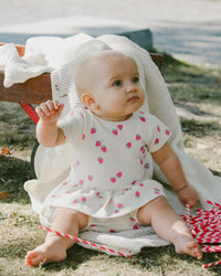 Cotton Rib Jersey Top And Short Set White Printed Strawberries - H30B13_3H058