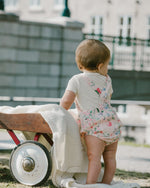 Organic Cotton Jersey Onesie And Muslin Overall Set White And Pink Printed Berries - H30B14_3H059