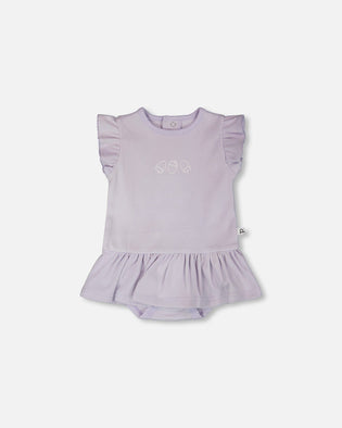 Cotton Rib Jersey Romper With Frill Lilac - H30B42_05001