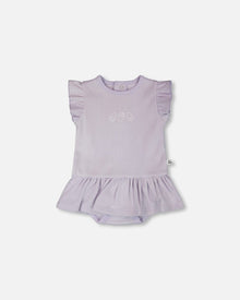 Cotton Rib Jersey Romper With Frill Lilac - H30B42_05001