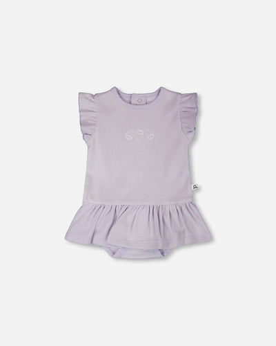 Cotton Rib Jersey Romper With Frill Lilac - H30B42_05001
