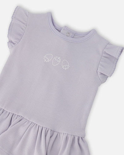 Cotton Rib Jersey Romper With Frill Lilac - H30B42_05001