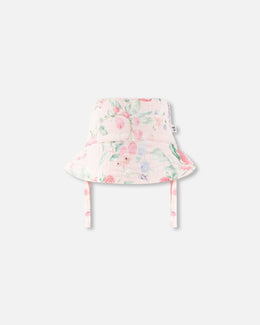 Cotton Muslin Hat Pink Printed Berries - H30BH_3H059
