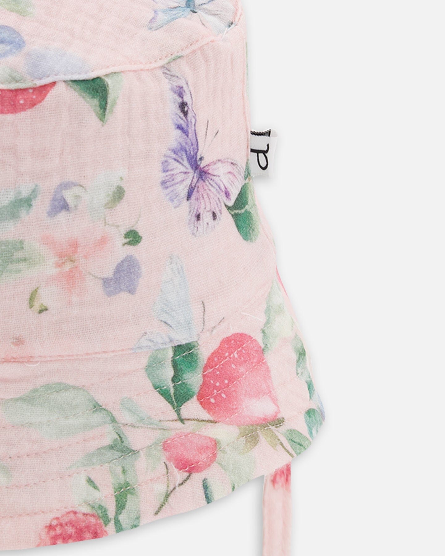 Cotton Muslin Hat Pink Printed Berries - H30BH_3H059