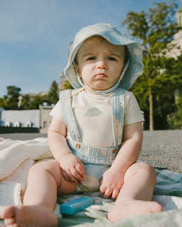 Cotton Muslin Hat Blue Turtle Print - H30BH_3H061