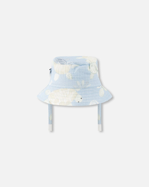 Cotton Muslin Hat Blue Turtle Print - H30BH_3H061