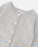 Cotton Knit Striped Button Front Cardigan Light Heather Grey - H30BT31_01910