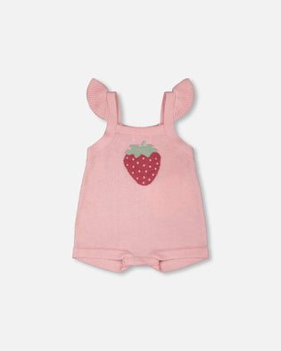 Knit Strawberry Romper Light Pink - H30BT44_06007