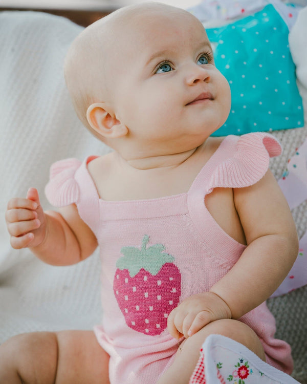 Knit Strawberry Romper Light Pink - H30BT44_06007