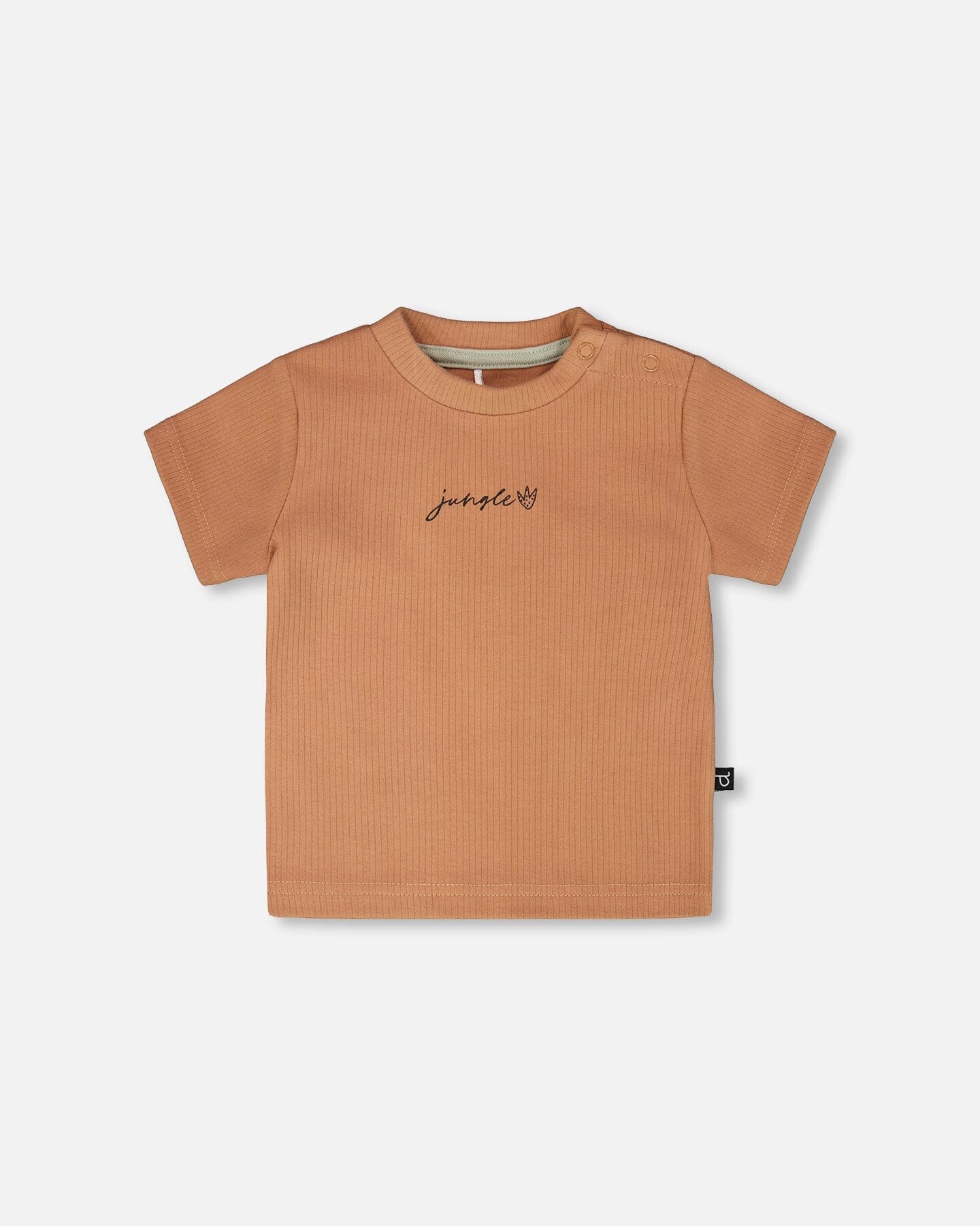 Cotton Rib Jersey T-Shirt And Organic Cotton Jersey Short Set Caramel And Beige Zebra Print - H30C11_01080