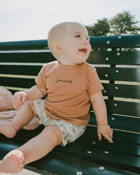 Cotton Rib Jersey T-Shirt And Organic Cotton Jersey Short Set Caramel And Beige Zebra Print - H30C11_01080