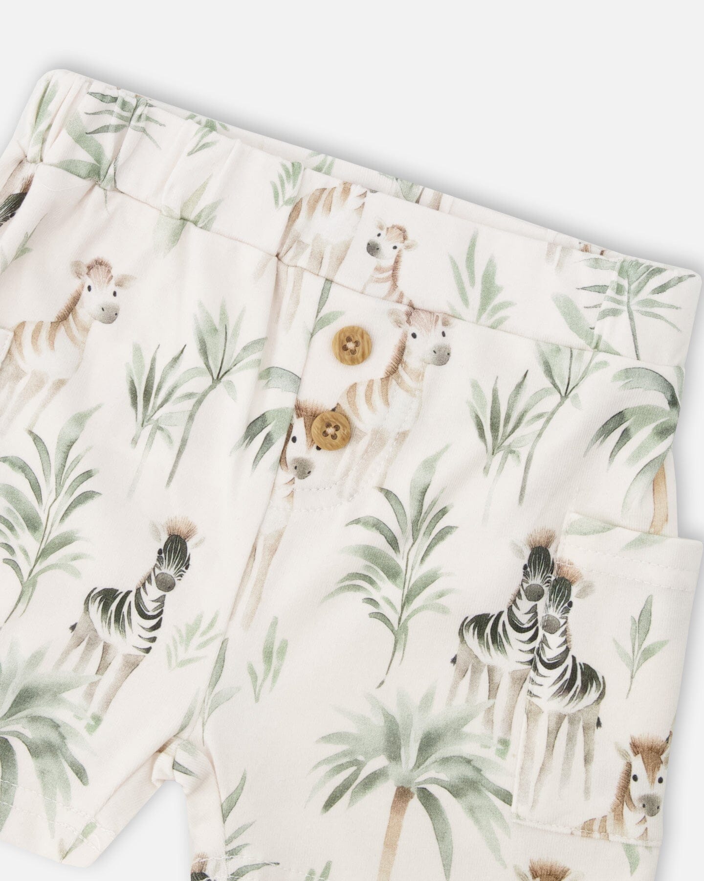 Cotton Rib Jersey T-Shirt And Organic Cotton Jersey Short Set Caramel And Beige Zebra Print - H30C11_01080