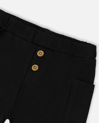 Cotton Rib Jersey T-Shirt And Organic Cotton Jersey Short Set Sage Green And Black - H30C11_03011