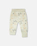 Organic Cotton Jersey Sweater And Pants Set Sage Green Animal Print Sets Deux par Deux 