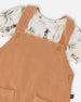 Organic Cotton Jersey Onesie And Cotton Rib Shortall Set Beige Zebra Print And Caramel - H30C13_3H054