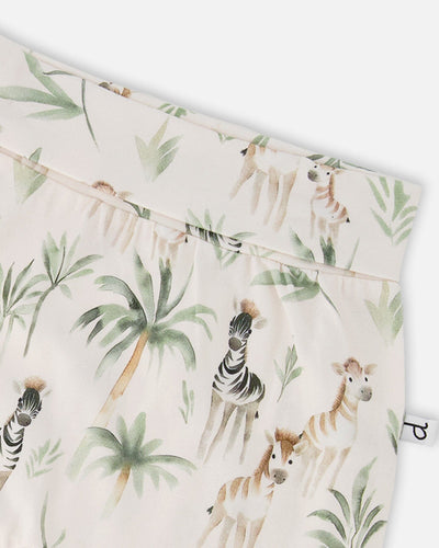 Organic Cotton Jersey Evolutive Pants Beige Zebra Print - H30C20_3H054