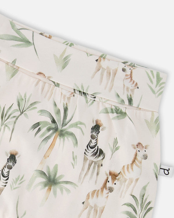 Organic Cotton Jersey Evolutive Pants Beige Zebra Print - H30C20_3H054