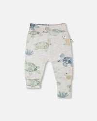 Organic Cotton Jersey Evolutive Pants Grey Mix Turtle Print - H30C20_3H060