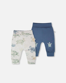2 Pack Organic Cotton Jersey Evolutive Pants Medium Blue - H30C21_04770