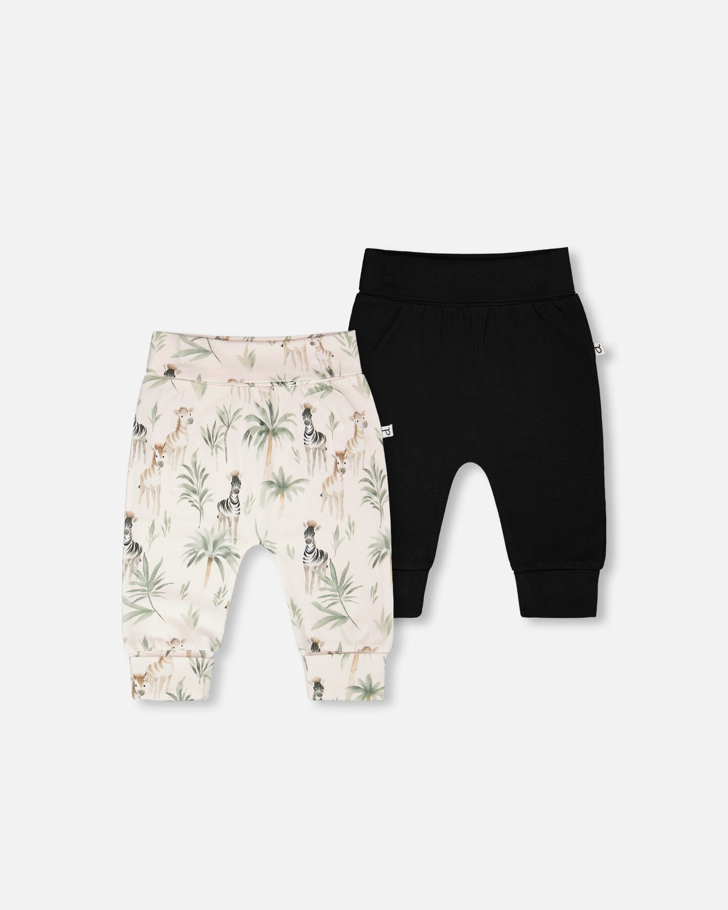 2 Pack Organic Cotton Jersey Evolutive Pants Beige Zebra Print - H30C21_09990