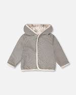 Organic Cotton Jersey Reversible Hooded Jacket Beige Zebra Print - H30C30_3H054