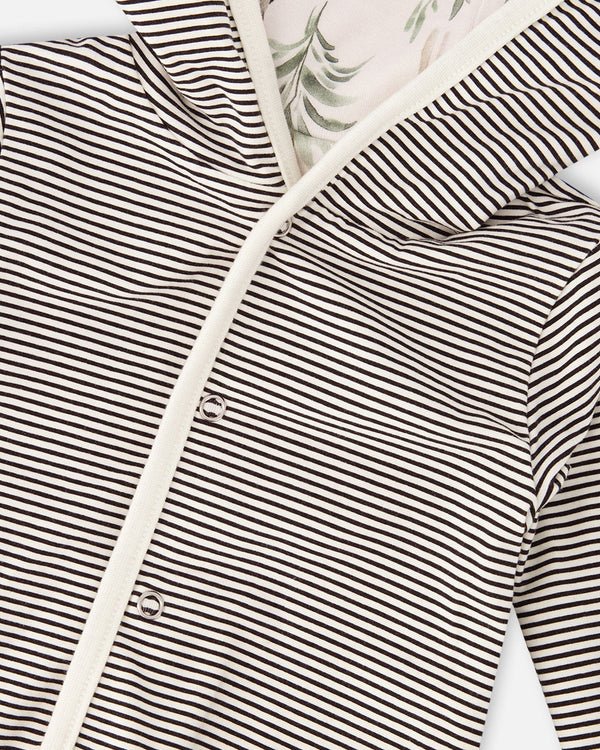 Organic Cotton Jersey Reversible Hooded Jacket Beige Zebra Print - H30C30_3H054