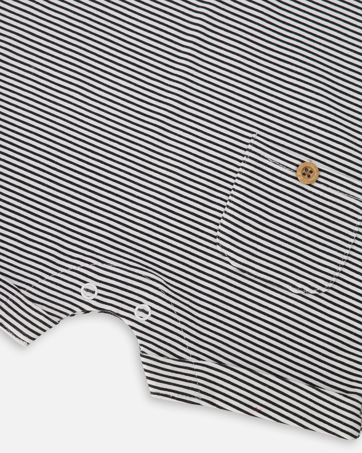 Cotton Jersey Romper Black And Off White Stripes One-Piece & Baby Rompers Deux par Deux 