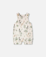 Organic Cotton Jersey Romper Beige Zebra Print - H30C41_3H054