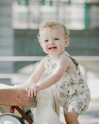 Organic Cotton Jersey Romper Beige Zebra Print - H30C41_3H054