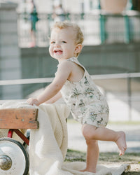 Organic Cotton Jersey Romper Beige Zebra Print - H30C41_3H054