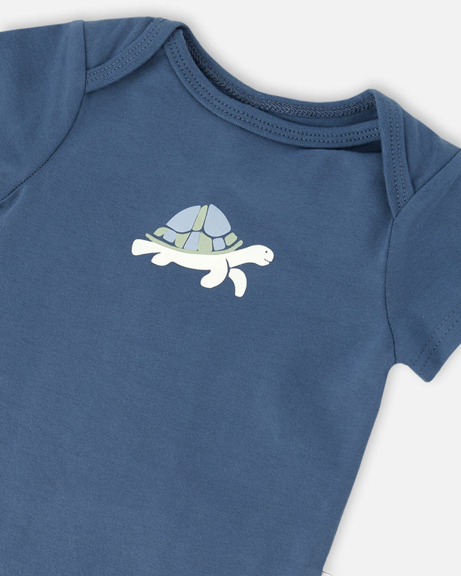 Evolutive Organic Cotton Jersey Onesie Medium Blue - H30C70_04770