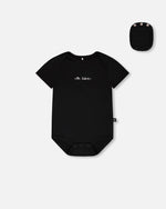 Evolutive Organic Cotton Jersey "Mister Zebra" Onesie Black - H30C70_09990