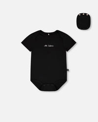 Evolutive Organic Cotton Jersey "Mister Zebra" Onesie Black - H30C70_09990