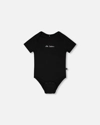 Evolutive Organic Cotton Jersey "Mister Zebra" Onesie Black - H30C70_09990