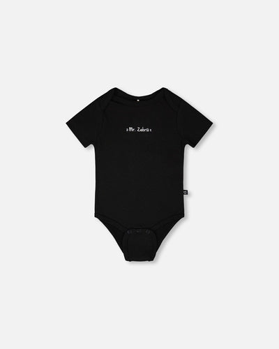 Evolutive Organic Cotton Jersey "Mister Zebra" Onesie Black - H30C70_09990
