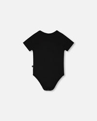 Evolutive Organic Cotton Jersey "Mister Zebra" Onesie Black - H30C70_09990