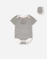 Evolutive Jersey Onesie Black And Off White Stripes