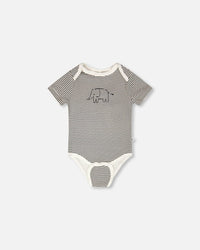 Evolutive Jersey Onesie Black And Off White Stripes - H30C70_3H055