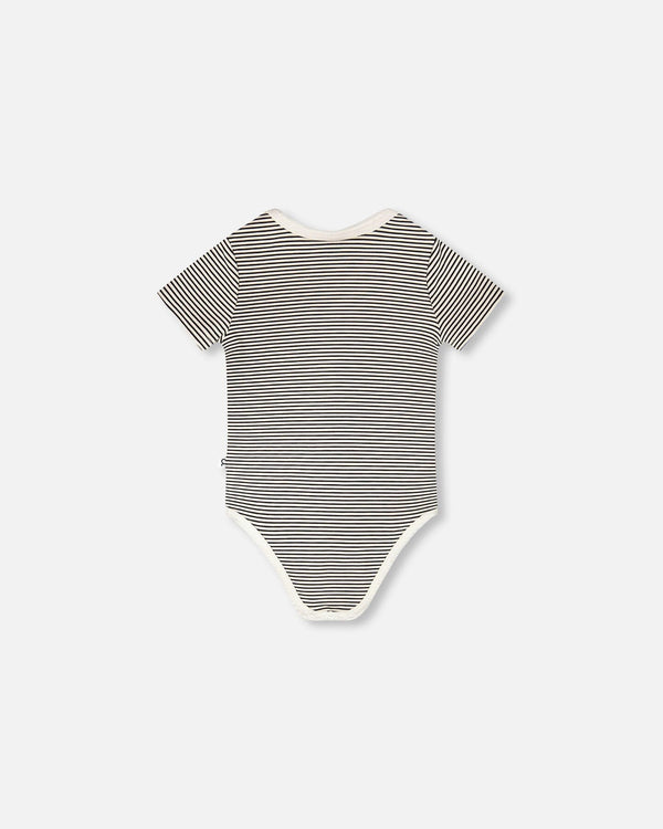 Evolutive Jersey Onesie Black And Off White Stripes - H30C70_3H055
