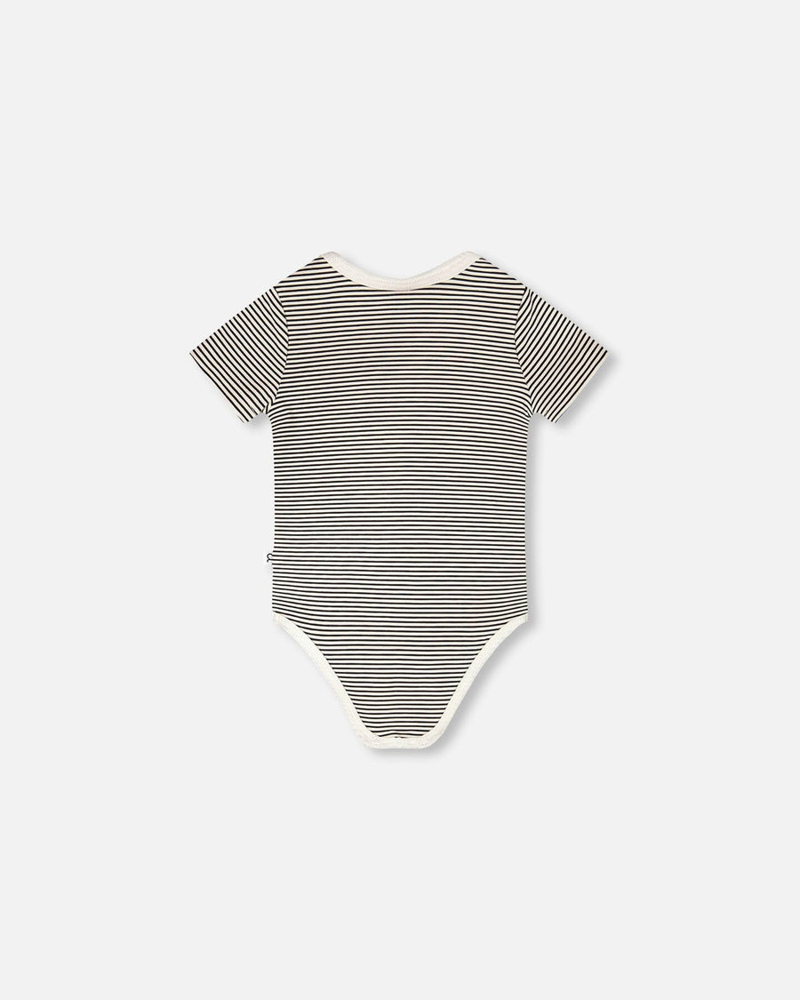 Evolutive Jersey Onesie Black And Off White Stripes - H30C70_3H055