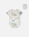 Evolutive Organic Cotton Jersey Onesie Grey Mix Turtle Print - H30C70_3H060
