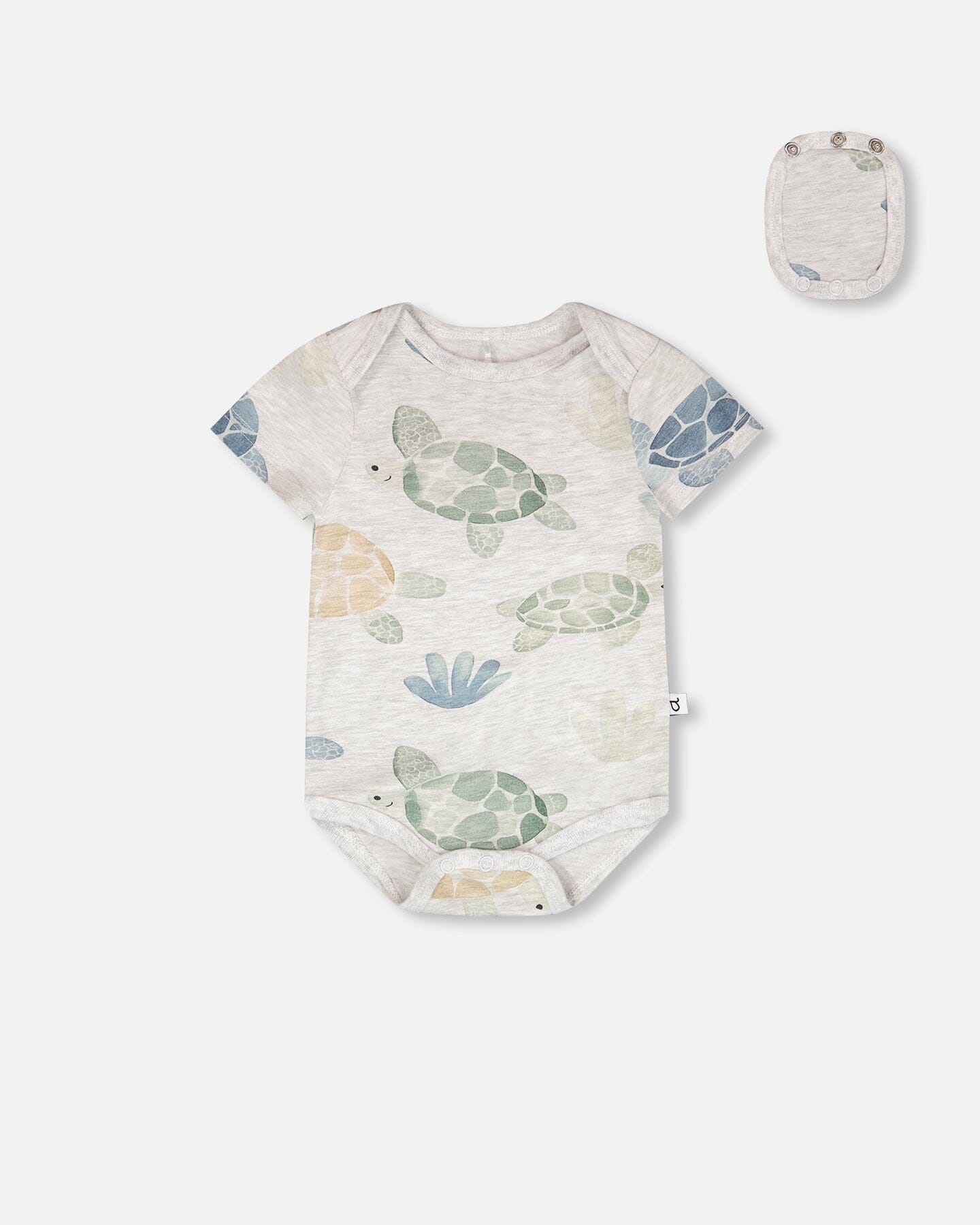 Evolutive Organic Cotton Jersey Onesie Grey Mix Turtle Print - H30C70_3H060