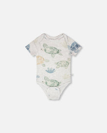Evolutive Organic Cotton Jersey Onesie Grey Mix Turtle Print - H30C70_3H060