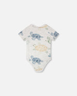 Evolutive Organic Cotton Jersey Onesie Grey Mix Turtle Print - H30C70_3H060
