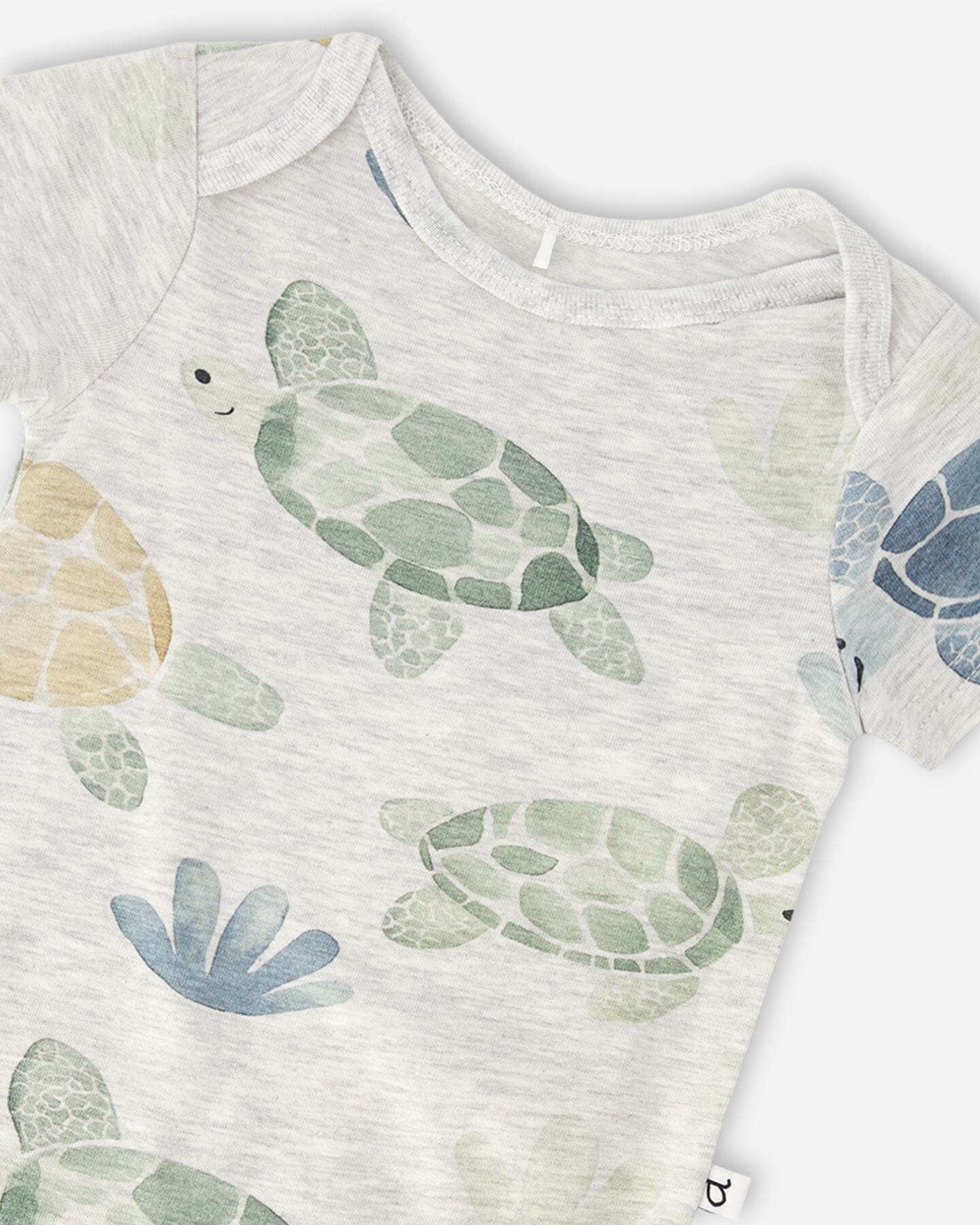 Evolutive Organic Cotton Jersey Onesie Grey Mix Turtle Print - H30C70_3H060